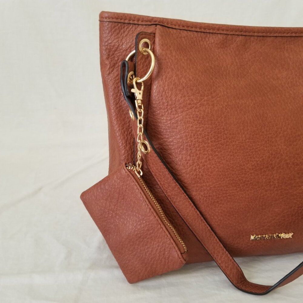 NWT! Montana West Faux Leather Tote Hobo Shoulder Bag w/Bonus Coin/Access Pouch - Picture 6 of 13
